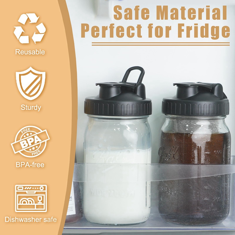 Pour Spout Lids for Ball Wide Mouth Mason Jars, Airtight Canning Jar Flip Cap Top Lid for Dressing Pouring, Pack of 4