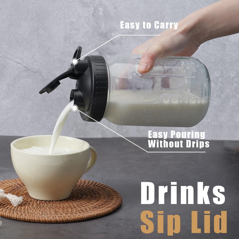 Pour Spout Lids for Ball Wide Mouth Mason Jars, Airtight Canning Jar Flip Cap Top Lid for Dressing Pouring, Pack of 4