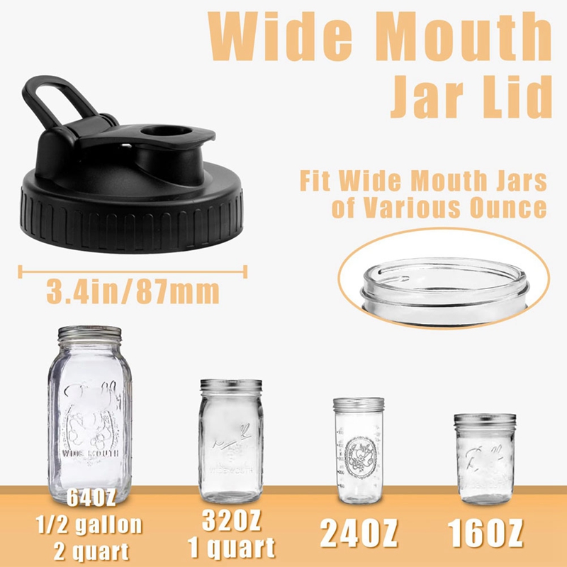 Pour Spout Lids for Ball Wide Mouth Mason Jars, Airtight Canning Jar Flip Cap Top Lid for Dressing Pouring, Pack of 4
