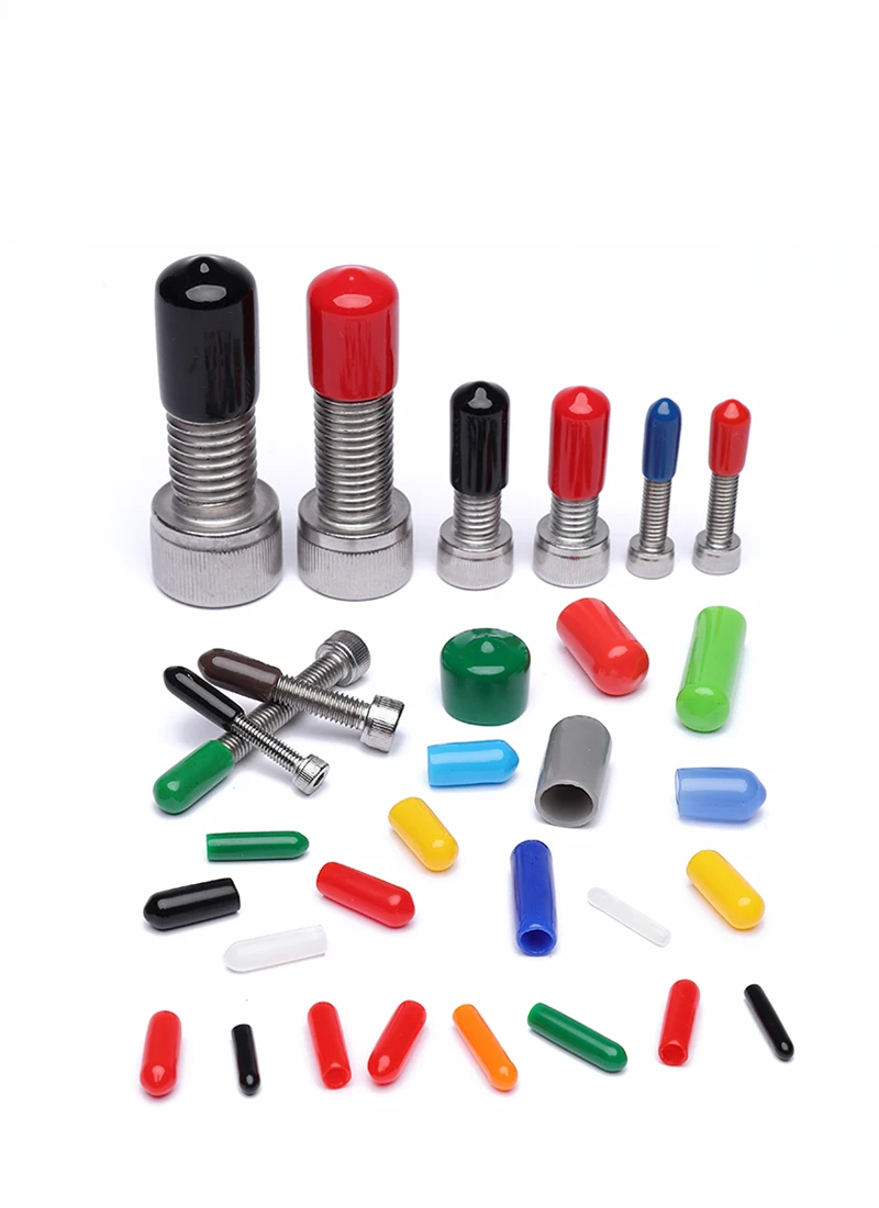Rubber Cap Sleeve Soft Elasticity Silicone Protective Cover Sealing Plug Thread Protection Sleeve Black Red White Blue 1.5-24mm