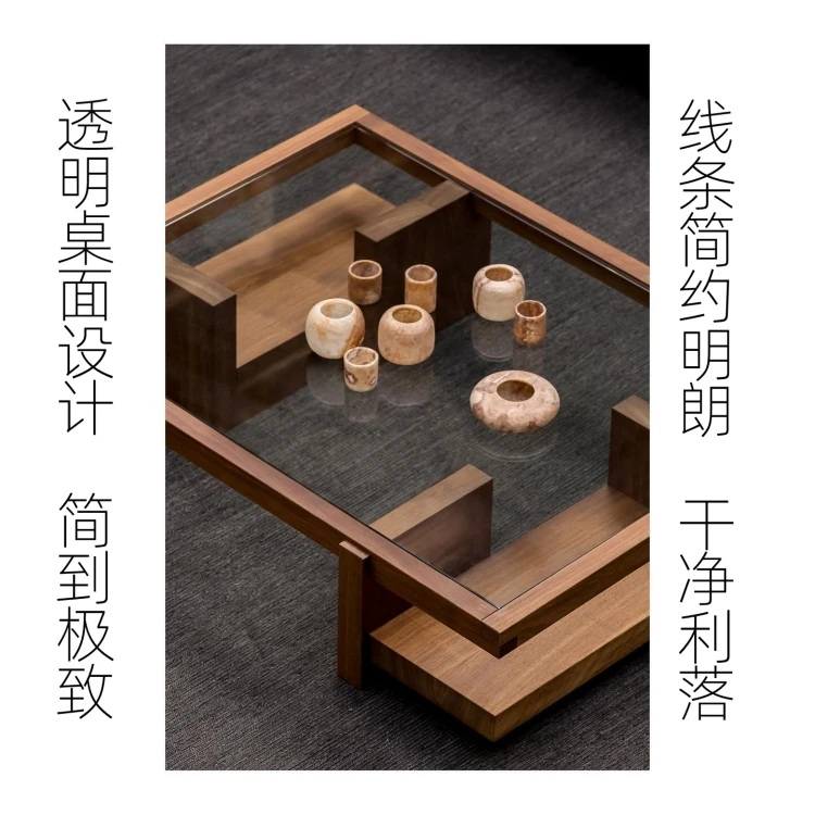 Chinese Vintage Coffee Table Glass Minimalist Rustic Living Room Coffee Table Premium Trendy Mueble Salón Living Room Furniture