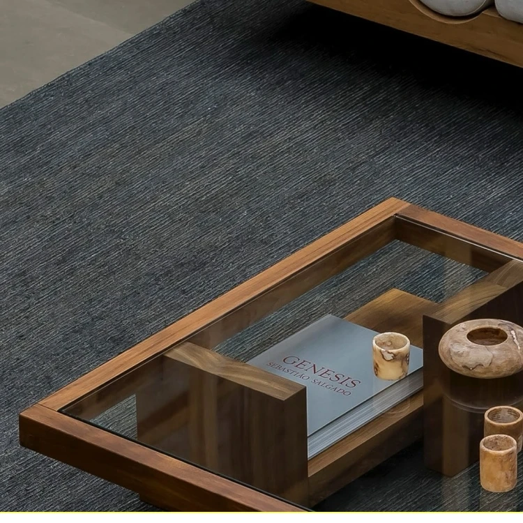 Chinese Vintage Coffee Table Glass Minimalist Rustic Living Room Coffee Table Premium Trendy Mueble Salón Living Room Furniture
