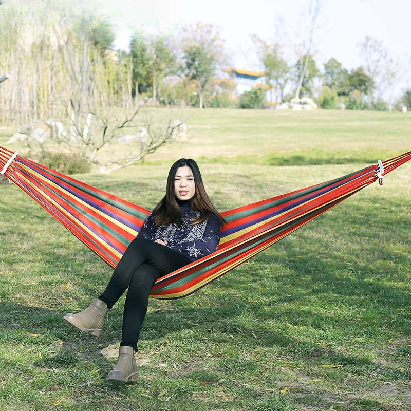 New Creative Canvas Single Hammock Outdoor Courtyard Sleeping Hammock Camping Indoor Children's Swing Thick Striped Hammock