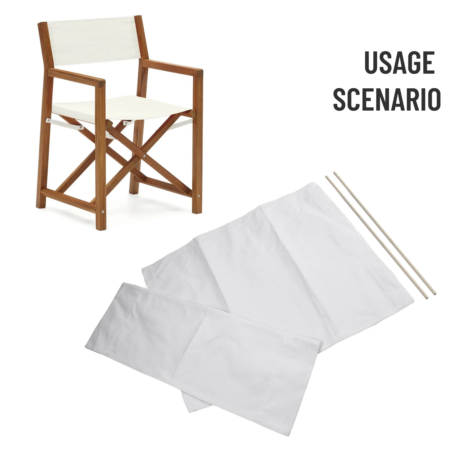 Canvas Replacement Beige Casual Director Movie Chair Covers Kit Seat And Back Easy To Clean For Home Patio Supplies Furniture