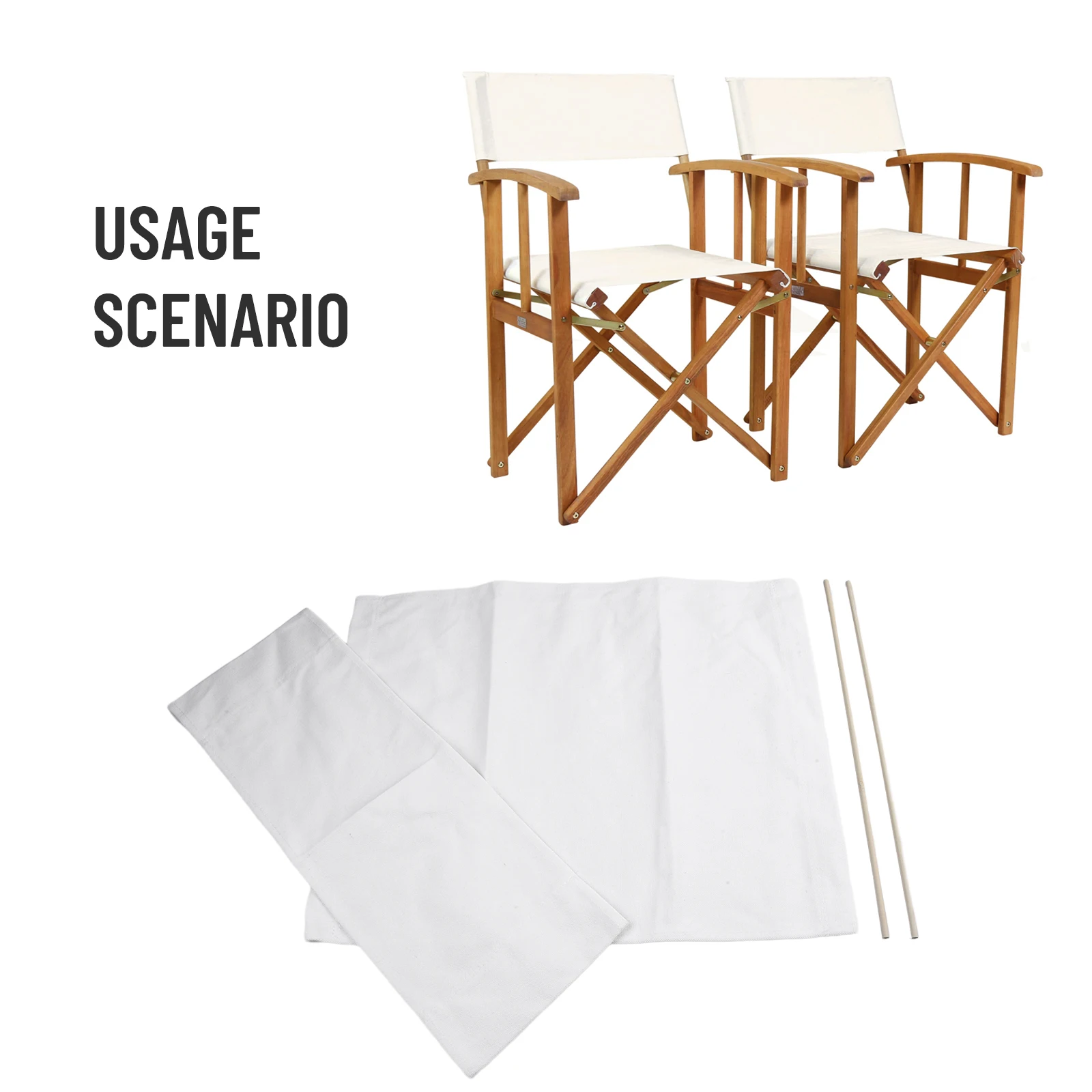 Canvas Replacement Beige Casual Director Movie Chair Covers Kit Seat And Back Easy To Clean For Home Patio Supplies Furniture