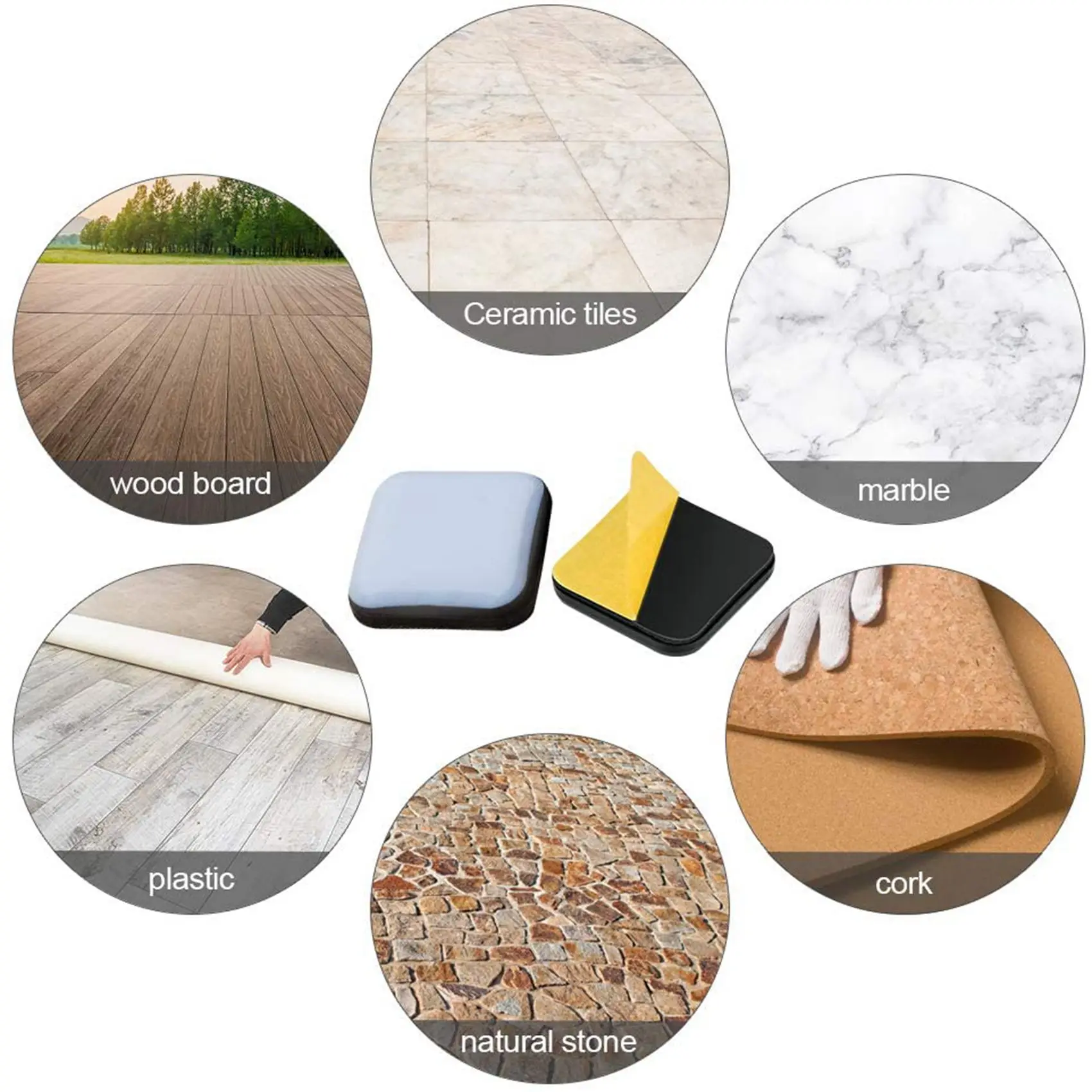 ABWP-40 PCS Furniture Gliders Slider 25 X 25 Mm PTFE Self Adhesive Furniture Moving Pads Square For Furniture Easy Movers