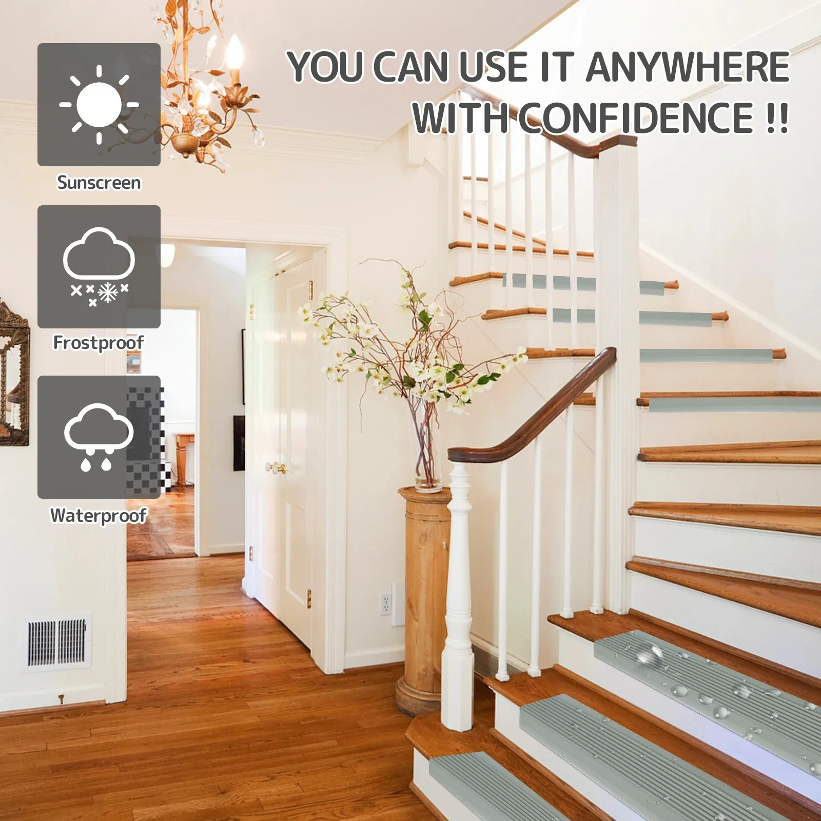 1 Roll 2m/78.74in Stair Edge Protector Non-slip Stair Nose Edging Self-Adhesive PVC Stair Edge Trim L-Shape Waterproof Step Edge