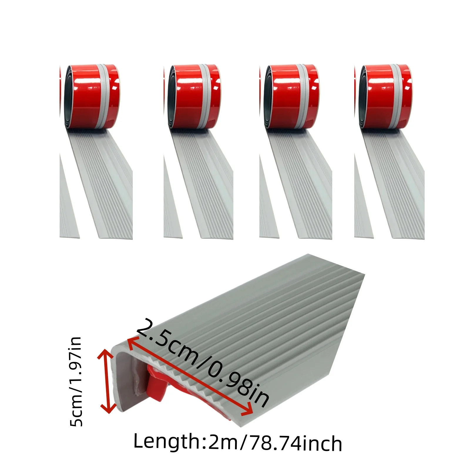 1 Roll 2m/78.74in Stair Edge Protector Non-slip Stair Nose Edging Self-Adhesive PVC Stair Edge Trim L-Shape Waterproof Step Edge