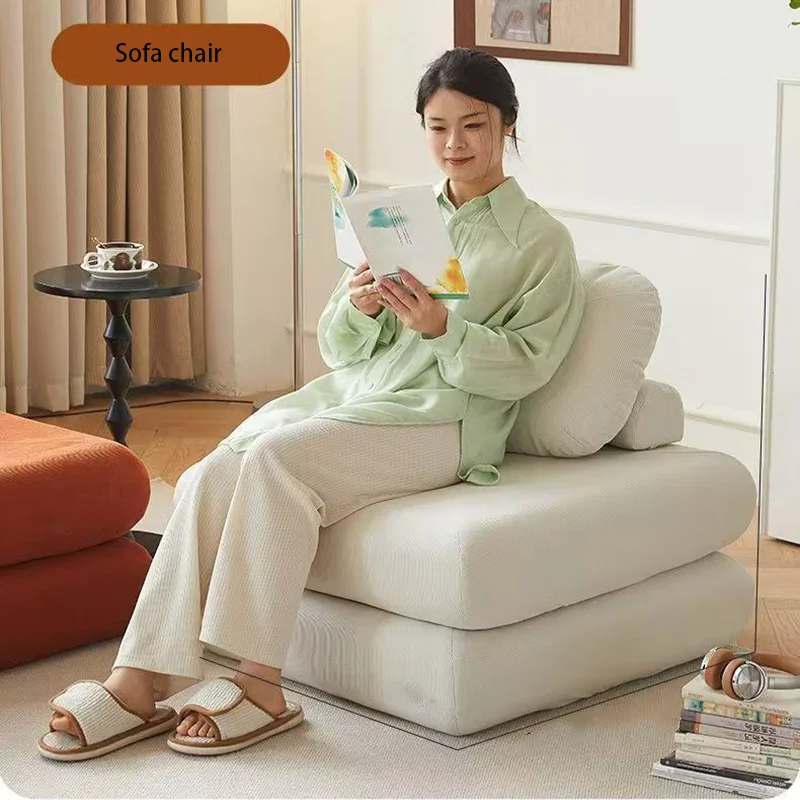 Tofu Block Lazy Sofa Single Person Detachable And Washable Sofa Home Furniture Living Room Sofa Bed Dual-useTatamiMinimalistSofa