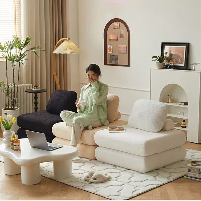 Tofu Block Lazy Sofa Single Person Detachable And Washable Sofa Home Furniture Living Room Sofa Bed Dual-useTatamiMinimalistSofa