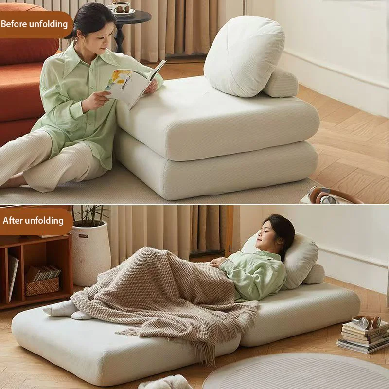 Tofu Block Lazy Sofa Single Person Detachable And Washable Sofa Home Furniture Living Room Sofa Bed Dual-useTatamiMinimalistSofa
