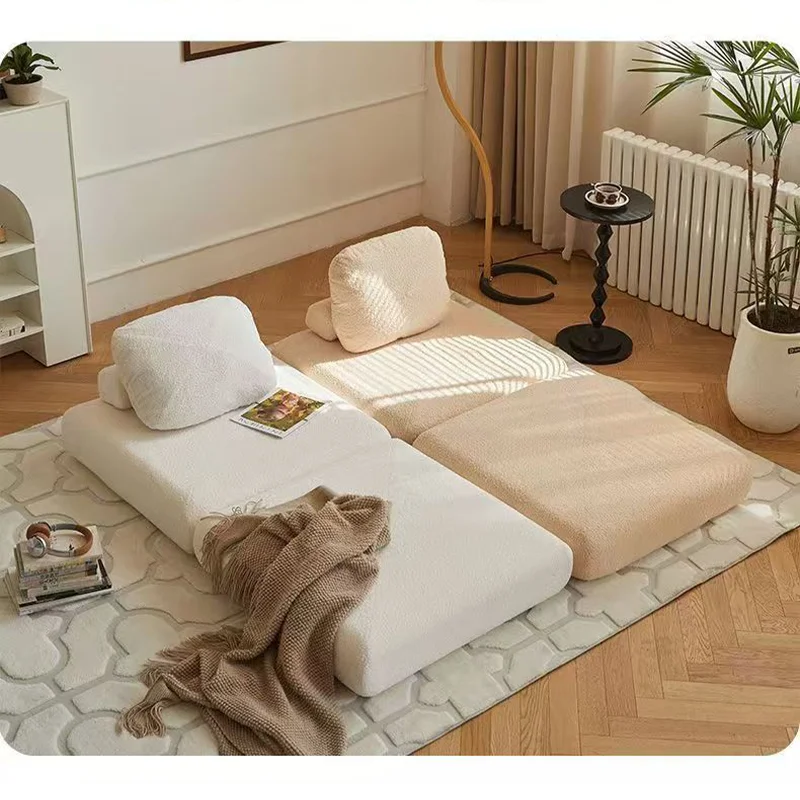 Tofu Block Lazy Sofa Single Person Detachable And Washable Sofa Home Furniture Living Room Sofa Bed Dual-useTatamiMinimalistSofa