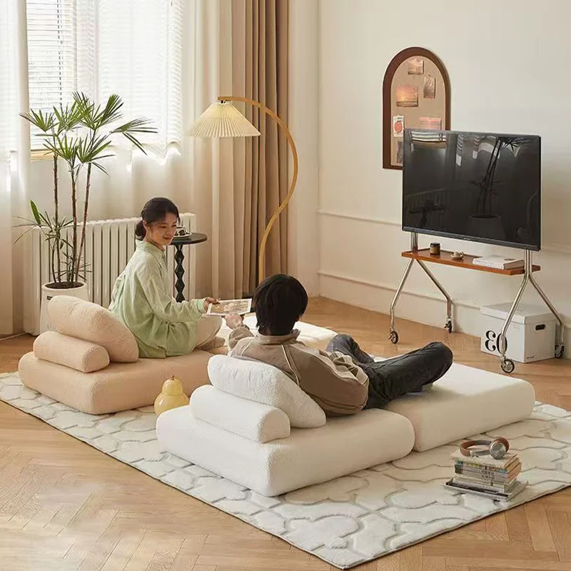 Tofu Block Lazy Sofa Single Person Detachable And Washable Sofa Home Furniture Living Room Sofa Bed Dual-useTatamiMinimalistSofa