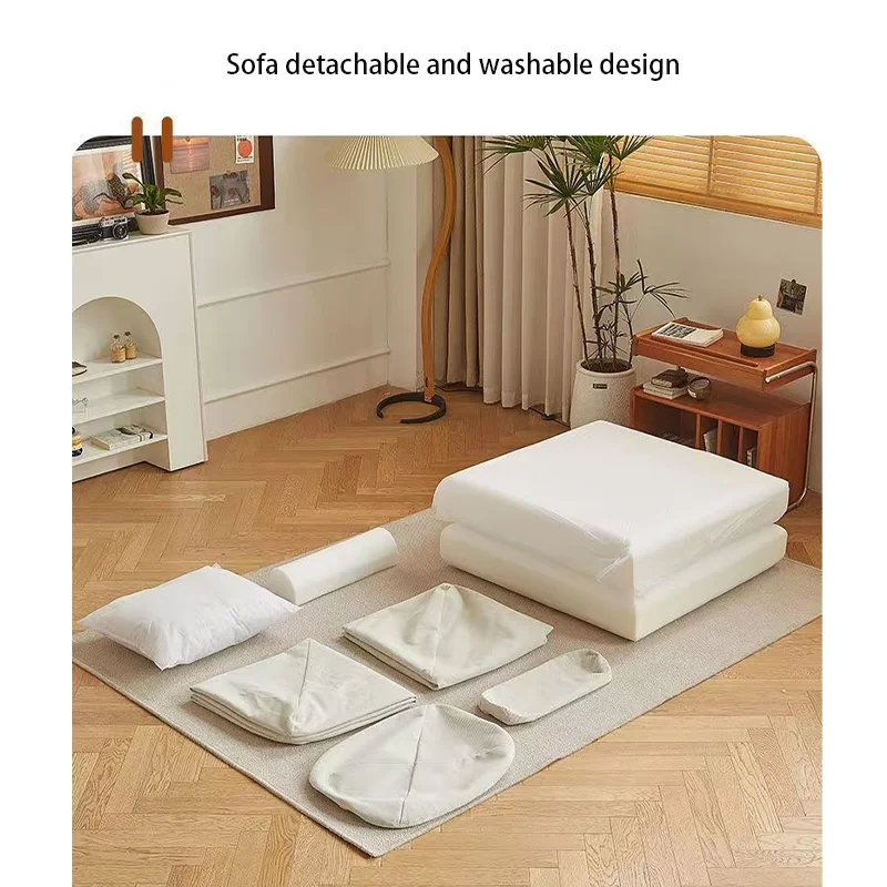 Tofu Block Lazy Sofa Single Person Detachable And Washable Sofa Home Furniture Living Room Sofa Bed Dual-useTatamiMinimalistSofa