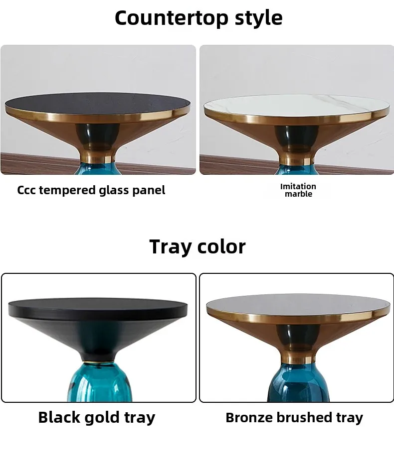 Nordic Living Room Household Tempered Glass Sofa Light Luxury Coffee Table Combination Colorful Round Creative Storage Tables