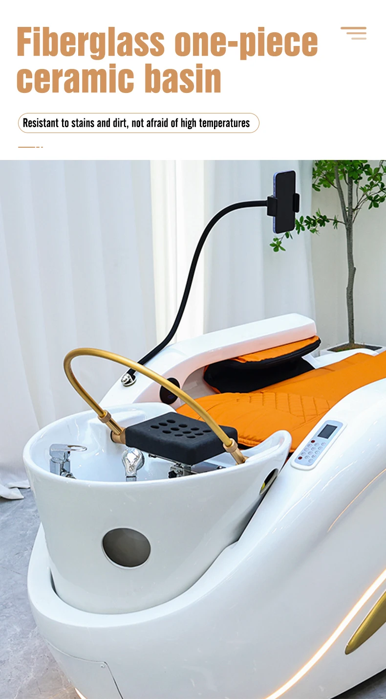 Electric Adjustable Hair Spa Chair Head Washing Station Shampoo Massage Bed for Salon Shop