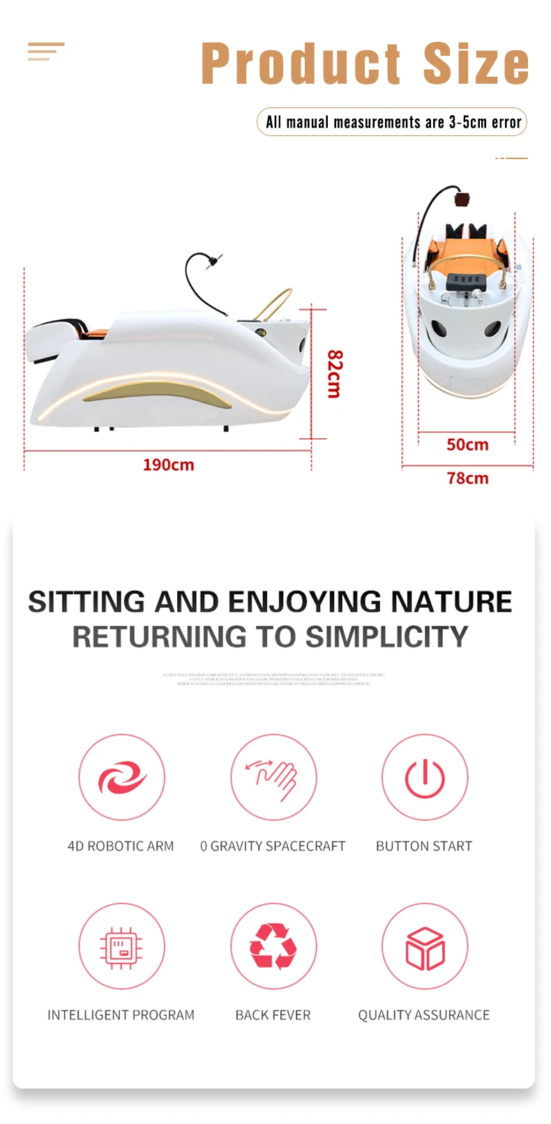 Electric Adjustable Hair Spa Chair Head Washing Station Shampoo Massage Bed for Salon Shop