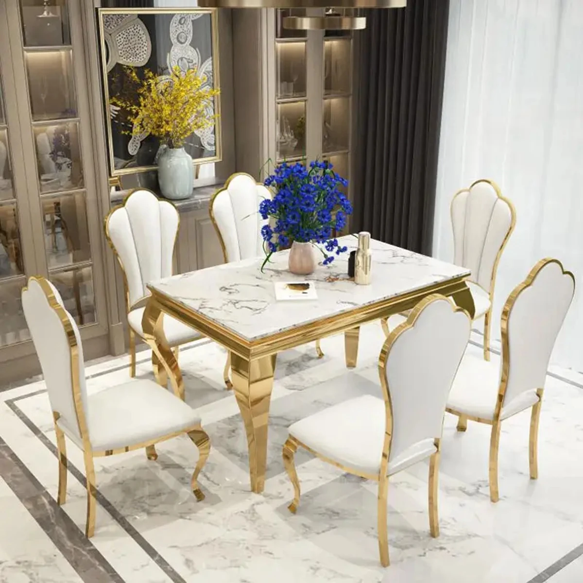 78pcs)factory gold metal chiavari chair hotel metal dining table set for wedding and event