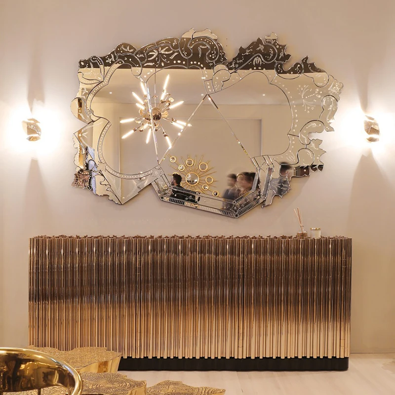 European Dressing Mirror Minimalist Hanging Funky Abnormity Design Mirror Irregular High End Design Spiegel Wand Home Products