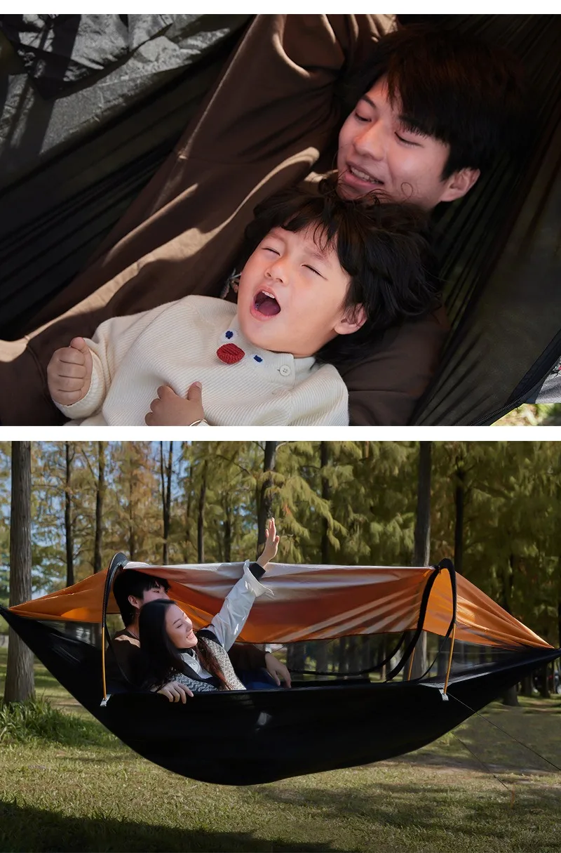 Travel Hammock, outdoor anti rollover, sun shading and anti mosquito, single or double person with mosquito ne