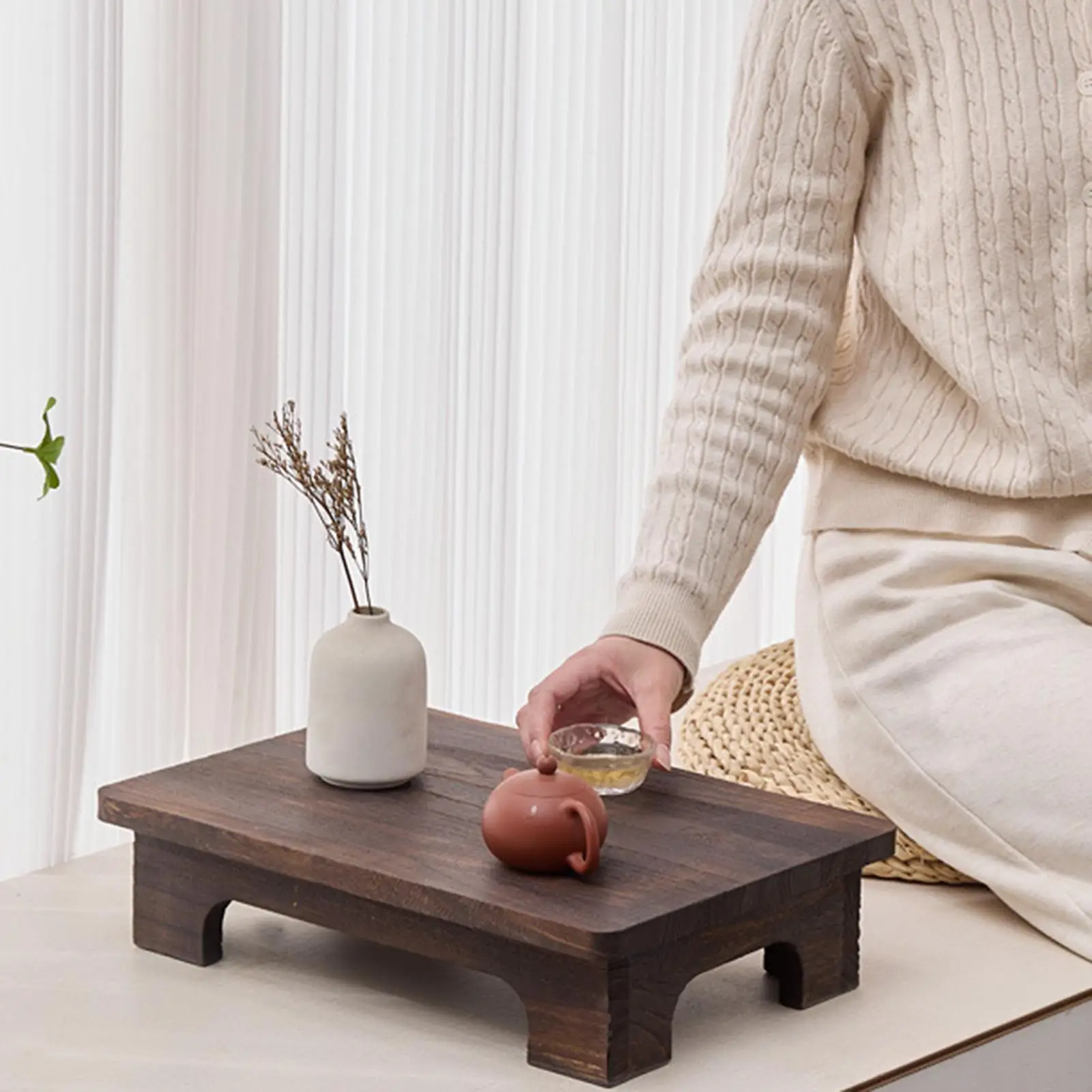 Wood Low Tea Table Coffee Table Tatami Table For Balcony Living Room Sitting On The Floor Compact Window Sill Table