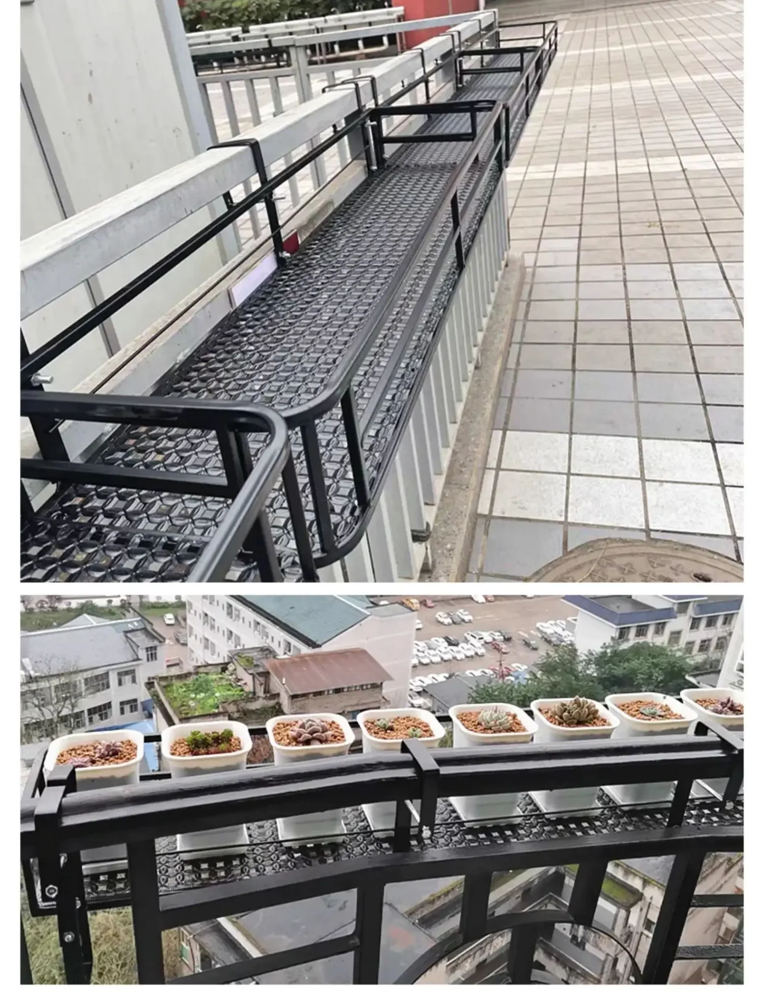 Elegant European-Style Flower Stand Expansive Iron Art Balcony Rail Organizer Decorative Hanging Pot Holder Urban Green Space