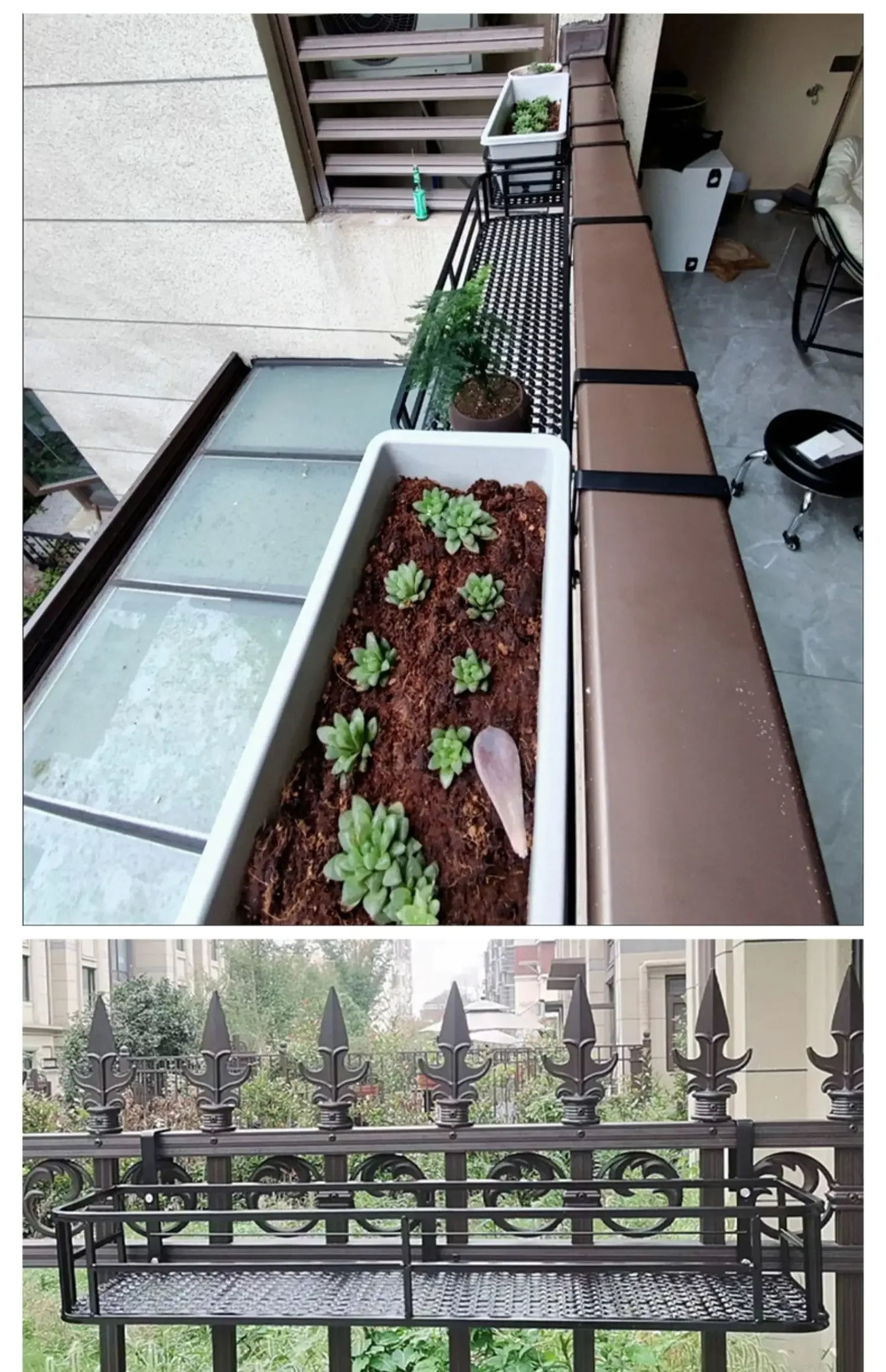 Elegant European-Style Flower Stand Expansive Iron Art Balcony Rail Organizer Decorative Hanging Pot Holder Urban Green Space