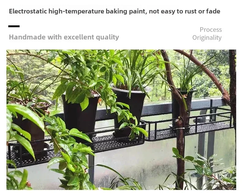 Elegant European-Style Flower Stand Expansive Iron Art Balcony Rail Organizer Decorative Hanging Pot Holder Urban Green Space