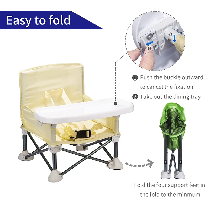 Baby Foldable Portable Dining Chair With Plate Seat Belt Children's Beach Chair Camping Child Comfortable Feeding Seat Baby