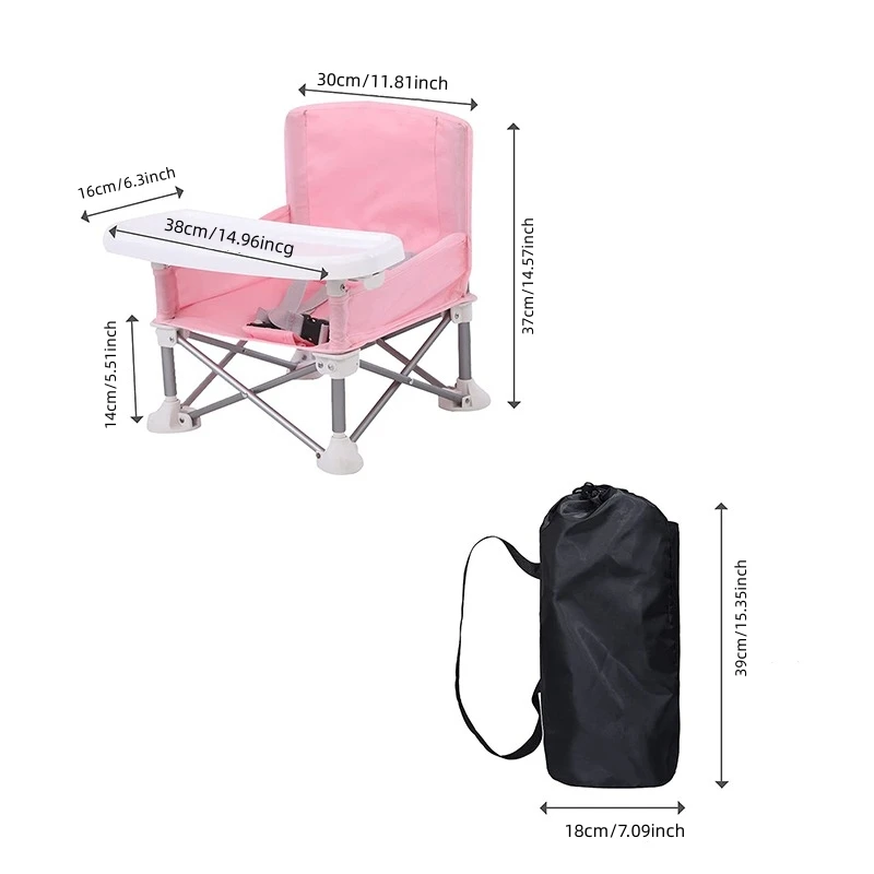 Baby Foldable Portable Dining Chair With Plate Seat Belt Children's Beach Chair Camping Child Comfortable Feeding Seat Baby