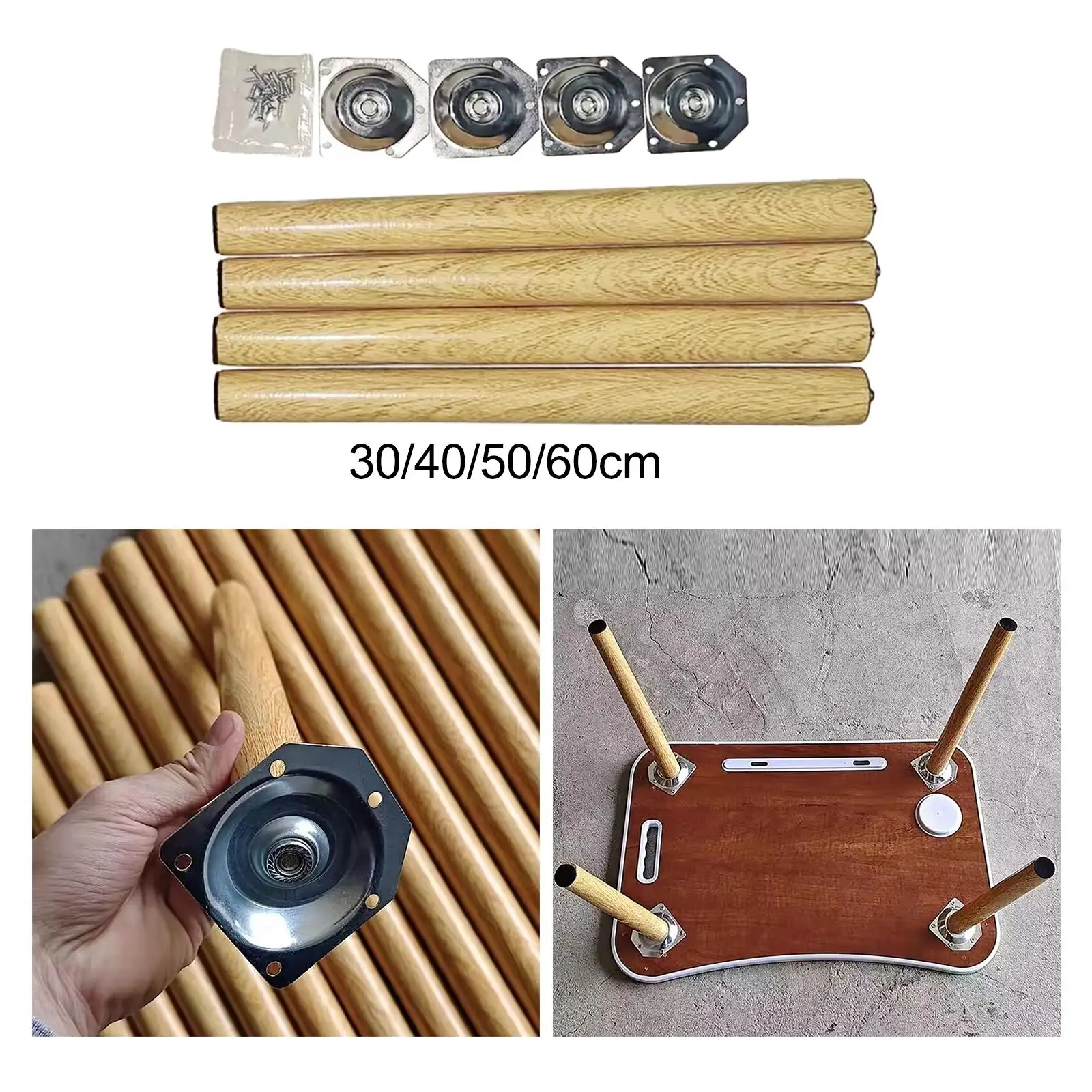 4Pcs Imitation Wooden Chair Legs Table Legs Round Tapered Desk Table Feet Legs Desk Chair Legs for TV Cabinet Dresser Couch