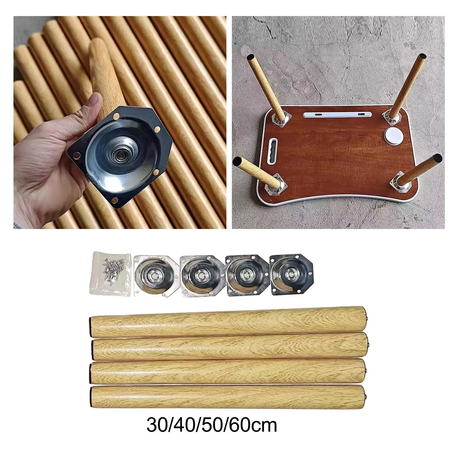 4Pcs Imitation Wooden Chair Legs Table Legs Round Tapered Desk Table Feet Legs Desk Chair Legs for TV Cabinet Dresser Couch