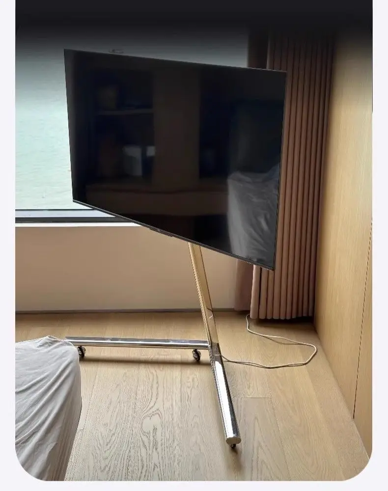 MOMO TV Floor Standing Stand Movable Living Room Bedroom Silver Wing With Wheels 55 Inch 65 Inch Vertical TV Stand