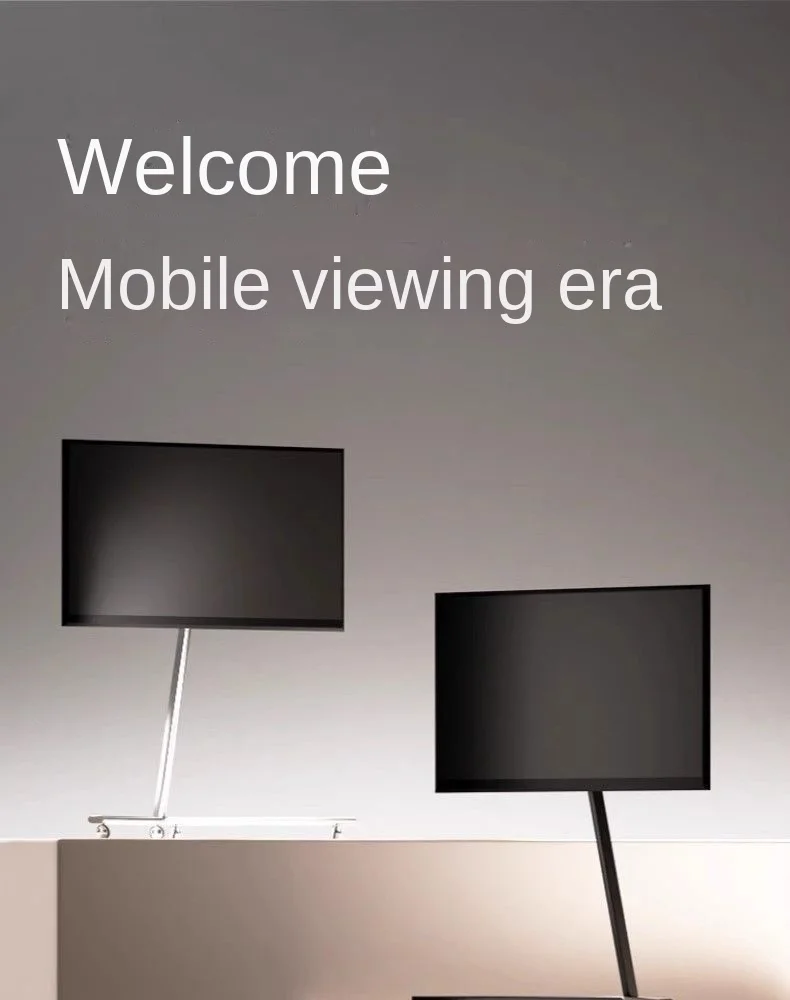 MOMO TV Floor Standing Stand Movable Living Room Bedroom Silver Wing With Wheels 55 Inch 65 Inch Vertical TV Stand