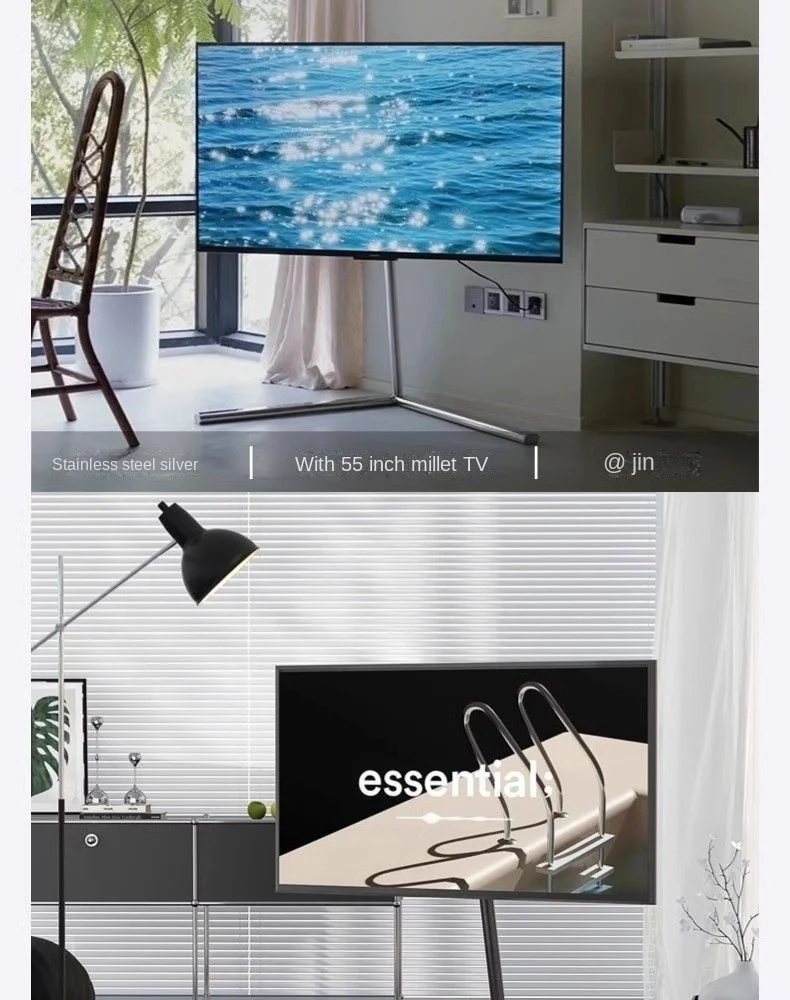 MOMO TV Floor Standing Stand Movable Living Room Bedroom Silver Wing With Wheels 55 Inch 65 Inch Vertical TV Stand