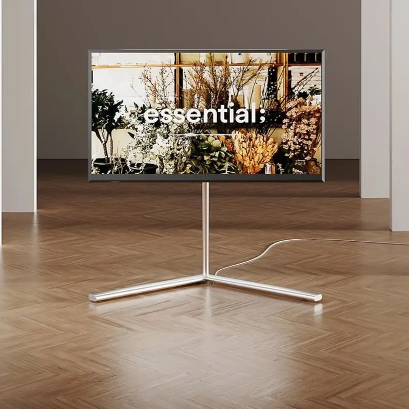 MOMO TV Floor Standing Stand Movable Living Room Bedroom Silver Wing With Wheels 55 Inch 65 Inch Vertical TV Stand