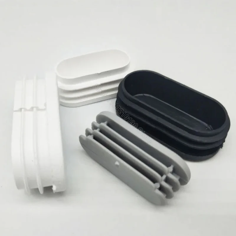Oval Oblong Rectangle Plastic Blanking End Caps Tube Pipe Inserts Plugs Bungs Stopper For Table Feet Chair Leg Black/White/Grey