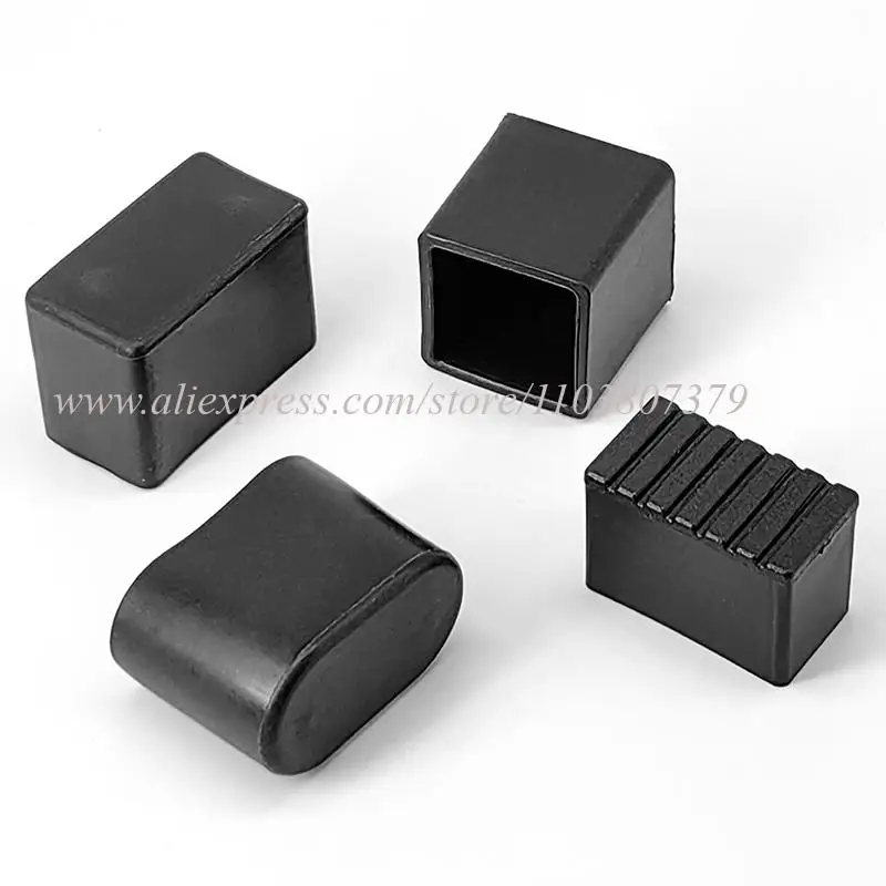 Furniture Tube End Covers Tips Non-slip Floor Protector Pads Pipe Plugs Square/Rectangle Black Chair Leg Caps Rubber Table Feet