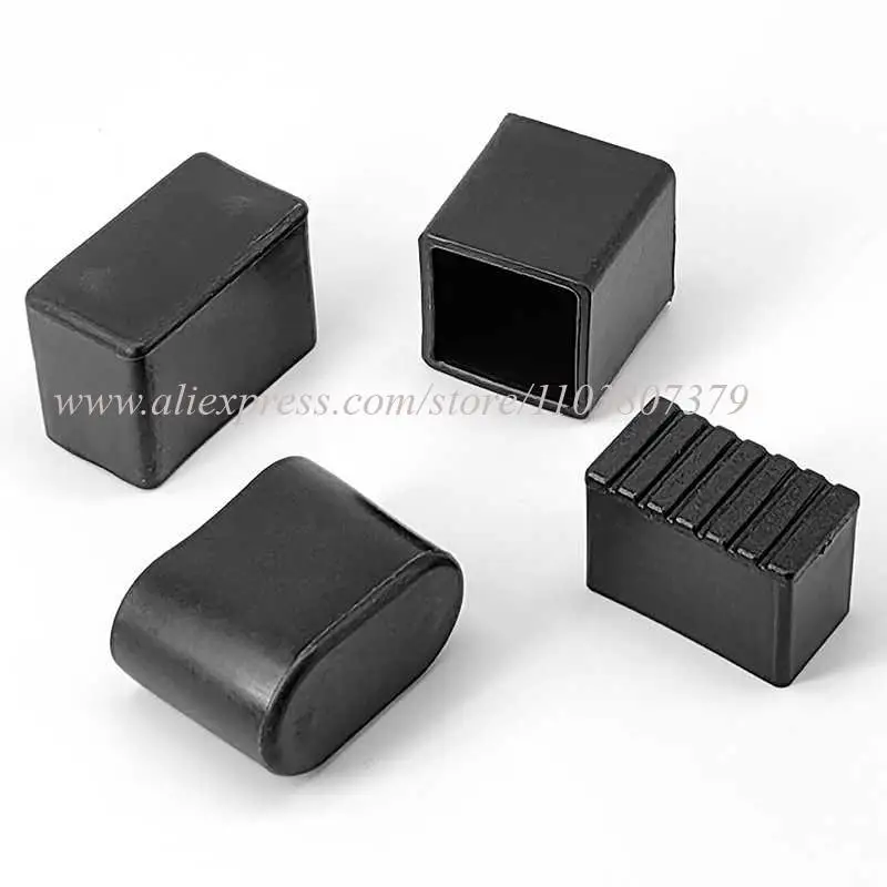 Furniture Tube End Covers Tips Non-slip Floor Protector Pads Pipe Plugs Square/Rectangle Black Chair Leg Caps Rubber Table Feet
