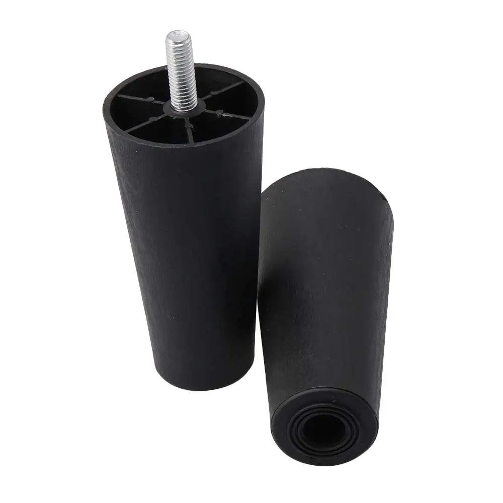 4Pcs Round Tapered Black Plastic Furniture Legs Feet with Mounting Plates M8*25 Thread Shank for Sofa and Chair 4 to12cm height
