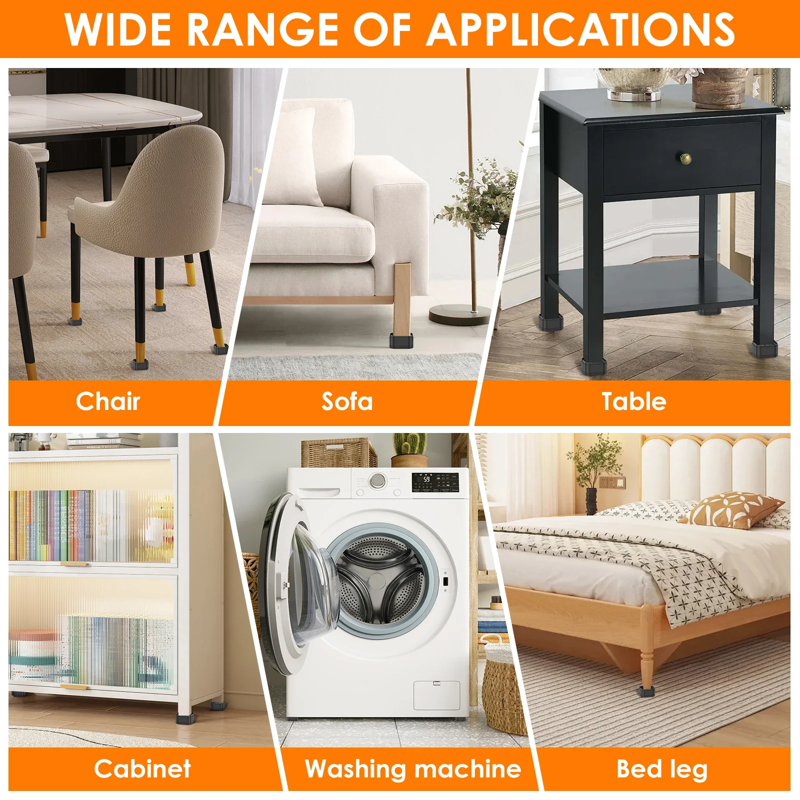 8/16 Pcs Furniture Risers Heavy Duty Bed Chair Table Heightening Foot Pad Non-slip Floor Protecto Furniture Feet Leg Lift