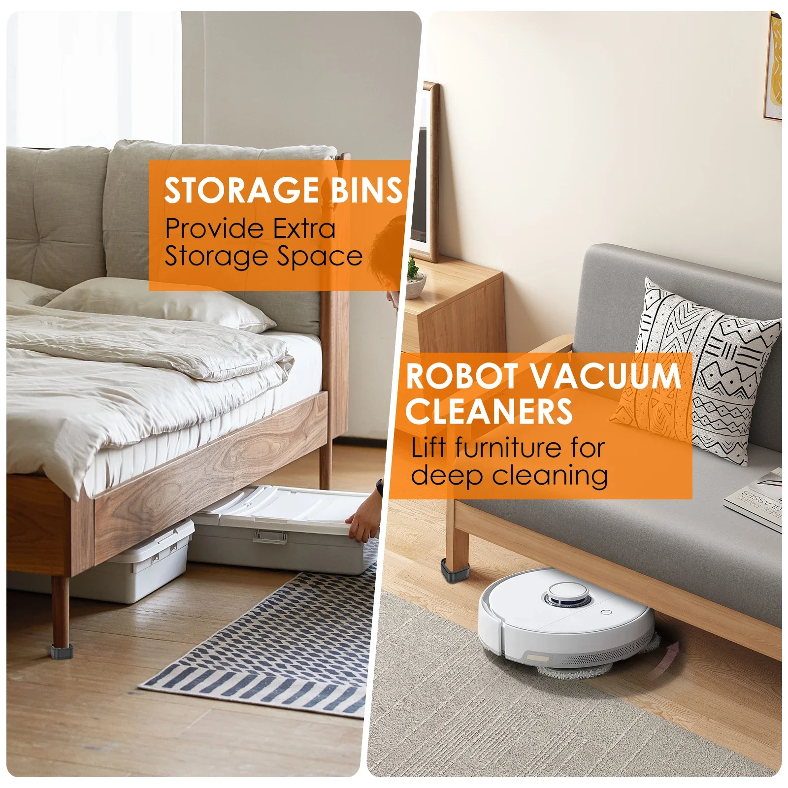 8/16 Pcs Furniture Risers Heavy Duty Bed Chair Table Heightening Foot Pad Non-slip Floor Protecto Furniture Feet Leg Lift