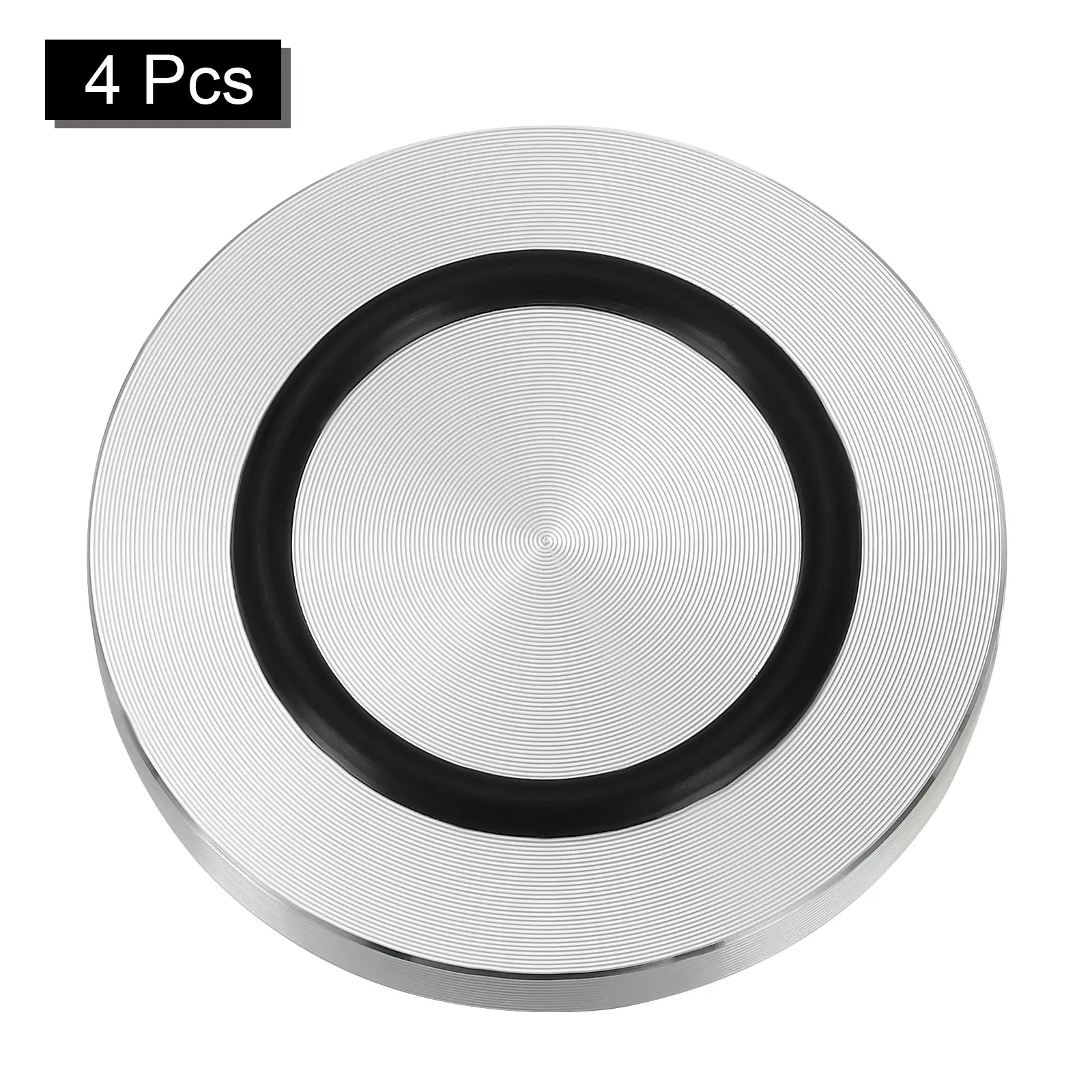 4pcs 40/50/60mm Dia Aluminum Circle Disc Glass Top Adapter M8 Round Table Feet Pad Plate Hardware with Anti-Slip Rubber Ring