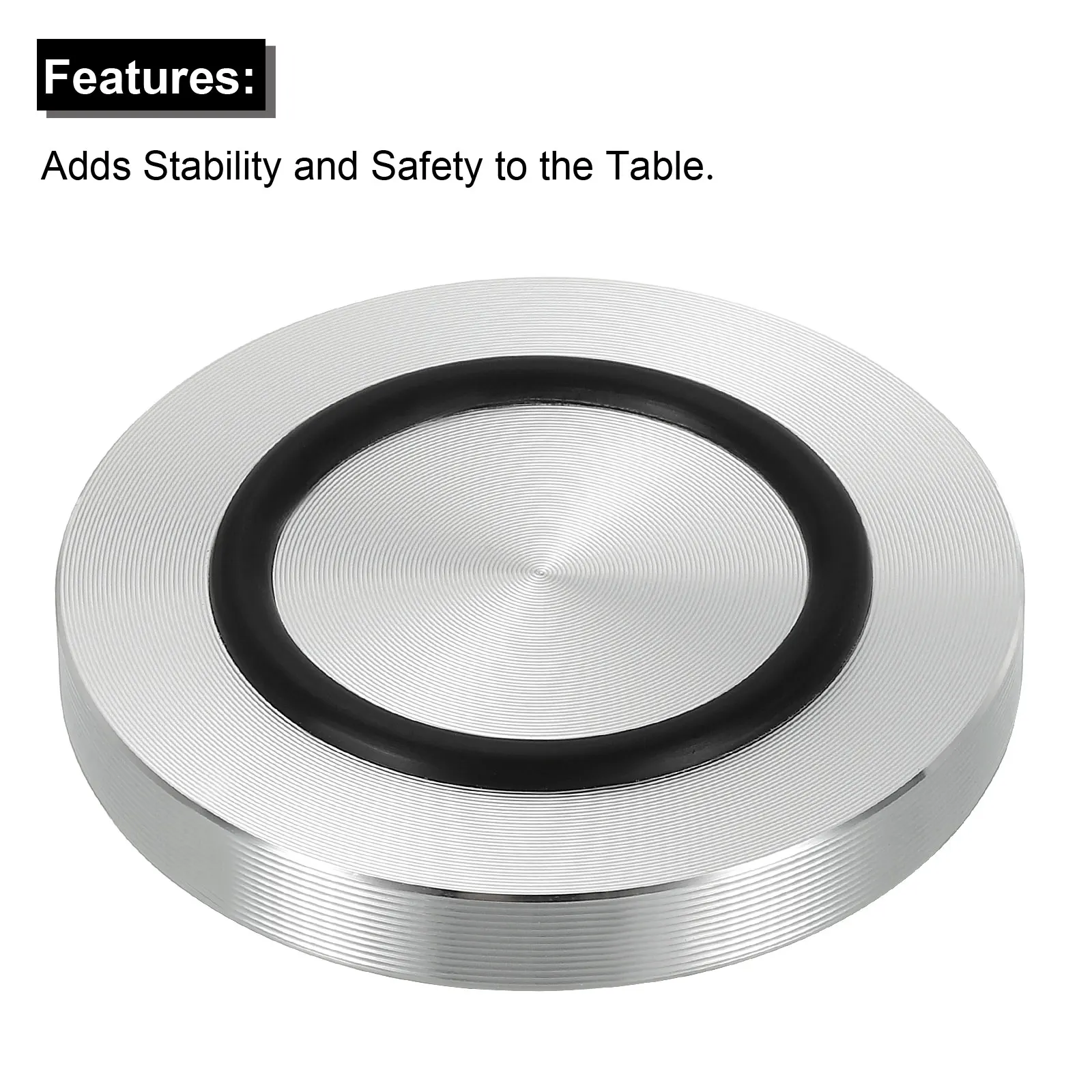 4pcs 40/50/60mm Dia Aluminum Circle Disc Glass Top Adapter M8 Round Table Feet Pad Plate Hardware with Anti-Slip Rubber Ring