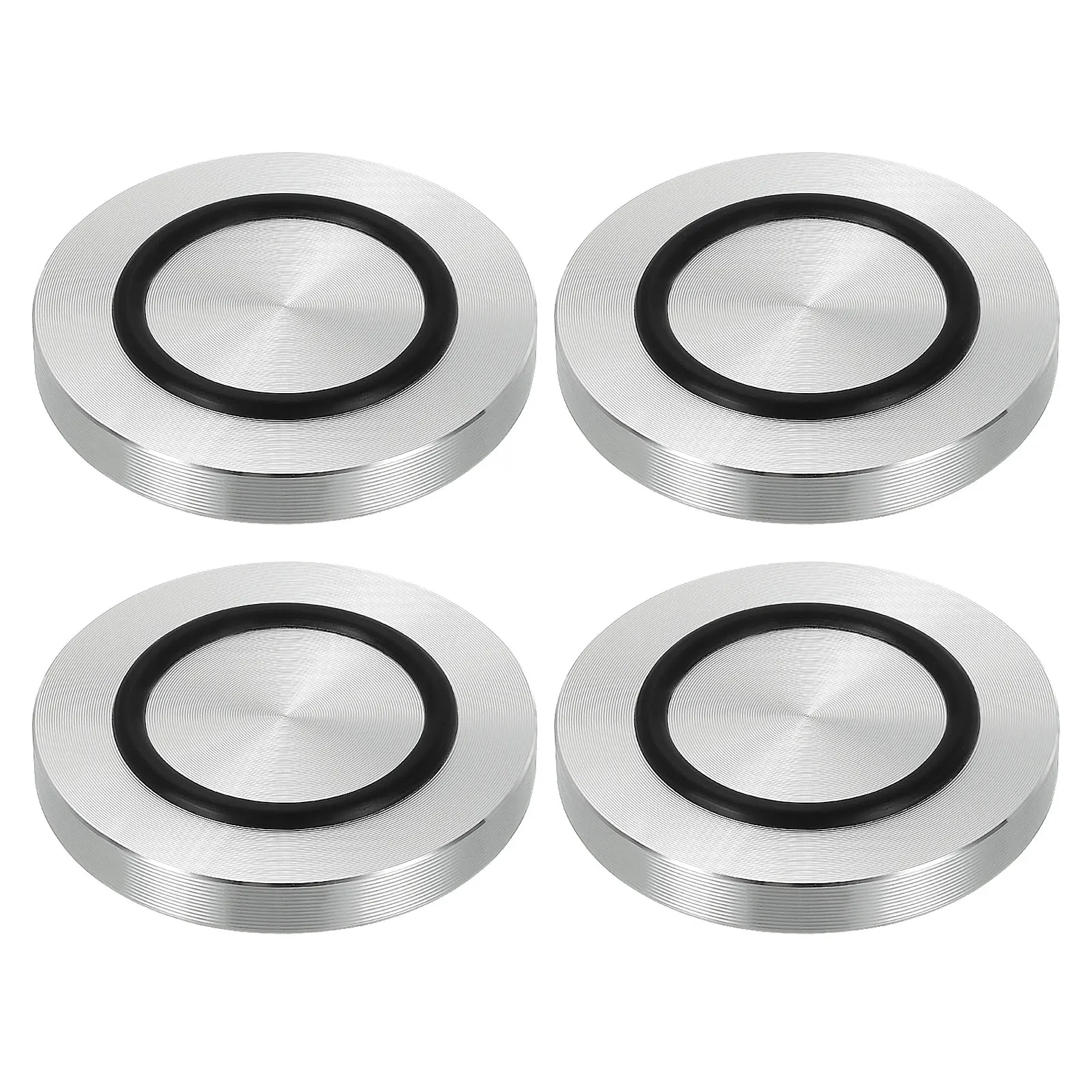 4pcs 40/50/60mm Dia Aluminum Circle Disc Glass Top Adapter M8 Round Table Feet Pad Plate Hardware with Anti-Slip Rubber Ring