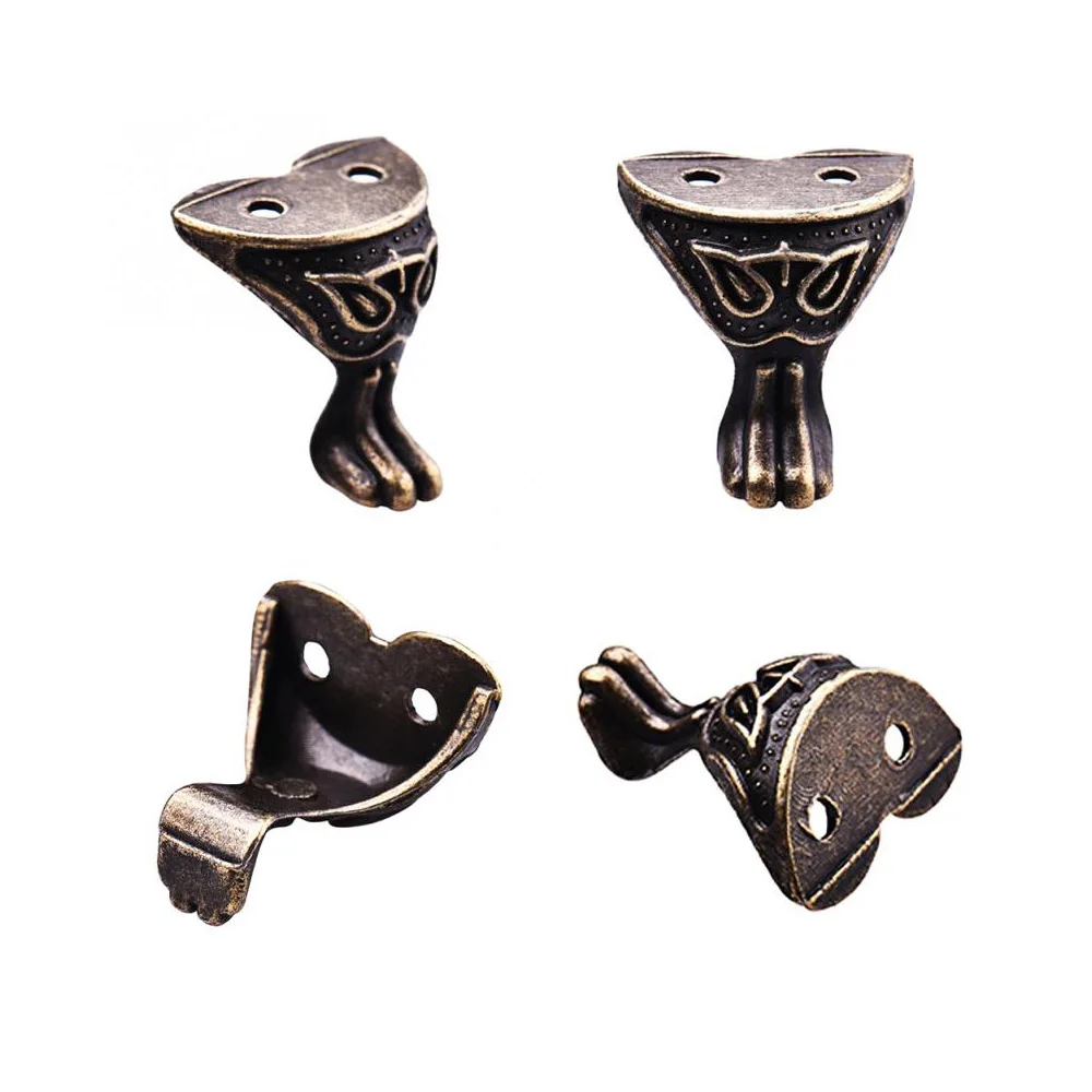4Pcs Furniture Leg Antique Alloy Box Wood Case Decorative Feet Leg Corner Furniture Part Durable Patas Para Mueble