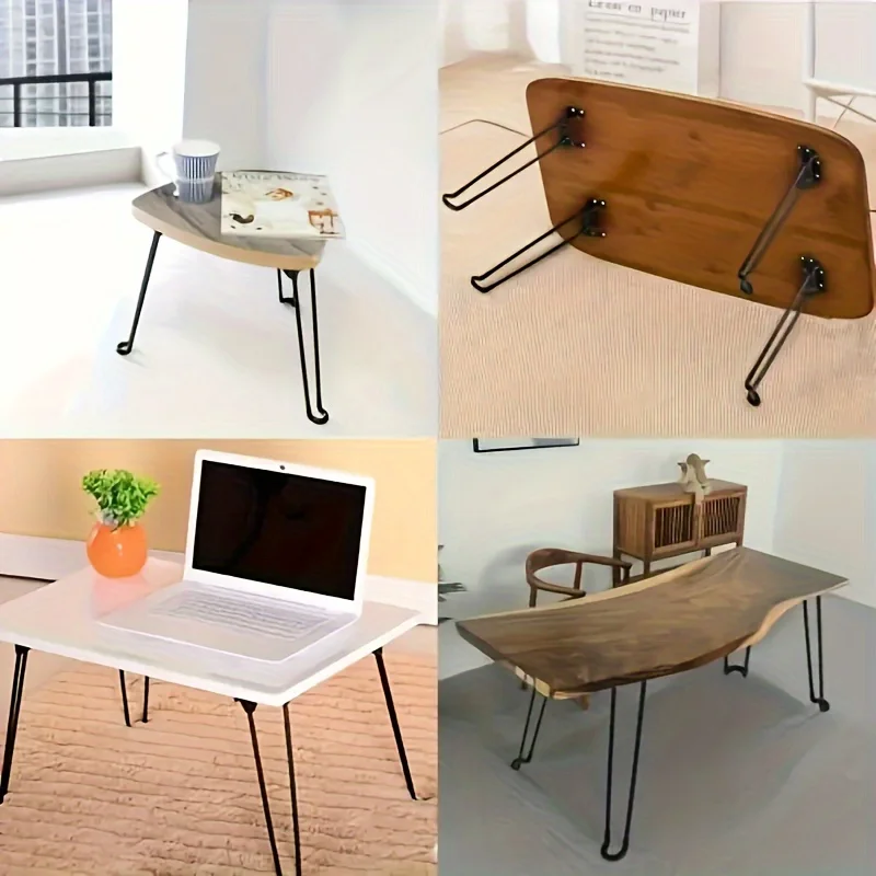 Heavy-Duty Collapsible Metal Hair Pin Table Legs Pads for DIY Projects and Home Furniture - Sturdy, Foldable, Assemble 