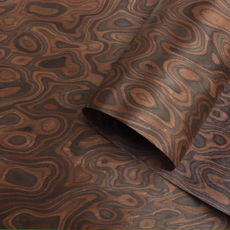 Technology Ebony Root Burl Wood Veneer Sheets for High-end Furniture Decoration Crafts DIY Panels Veneer L:2.5metersX580X0.25mm