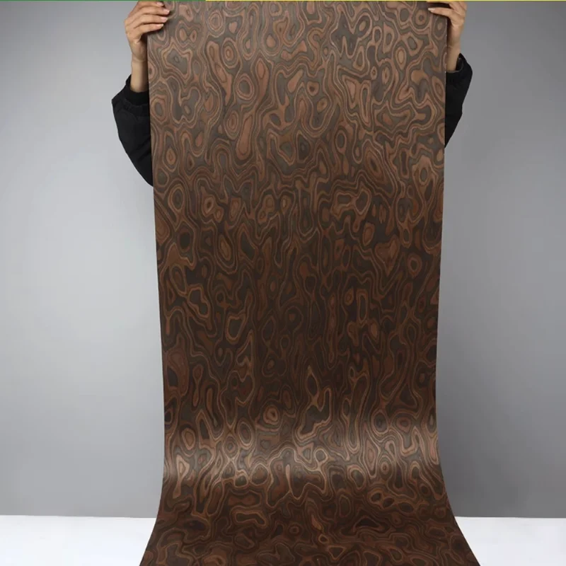 Technology Ebony Root Burl Wood Veneer Sheets for High-end Furniture Decoration Crafts DIY Panels Veneer L:2.5metersX580X0.25mm