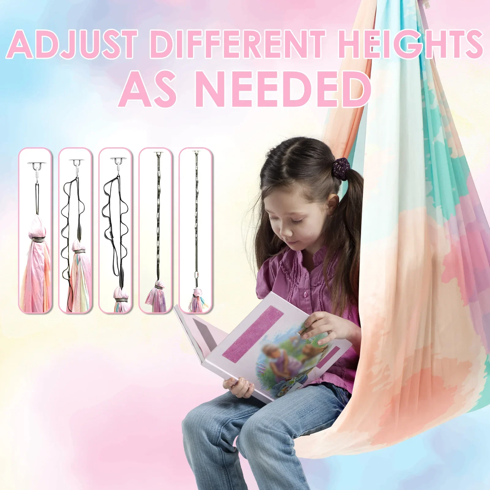 Sensory Swing Comfortable Kids Sensory Hammock Holds up to 200 lbs Indoor Cuddle Swing with 360° Swivel Hardware for Children